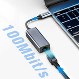 Recci RH10 RJ45 to Type-C Ethernet Dönüştürücü Kablo 100Mbps 80mm