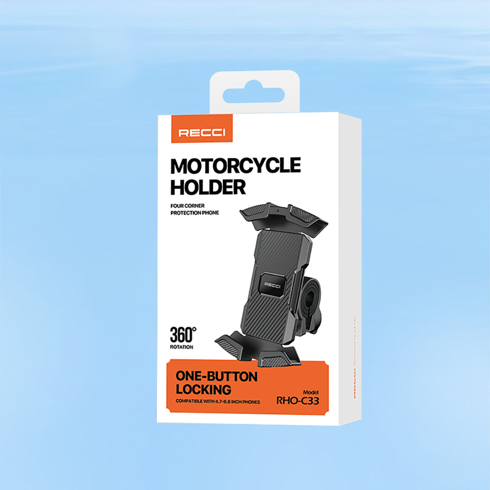Recci RHO-C33 360° Derece Dönebilen Ayarlanabilir Motosiklet ve Bisiklet Telefon Tutucu