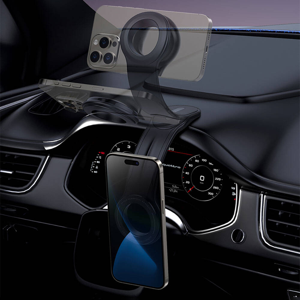 Recci RHO-C40 Magnetik M-safe Uyumlu Bükülebilen Eğimli ve Düz Zemin Araç Telefon Tutucu