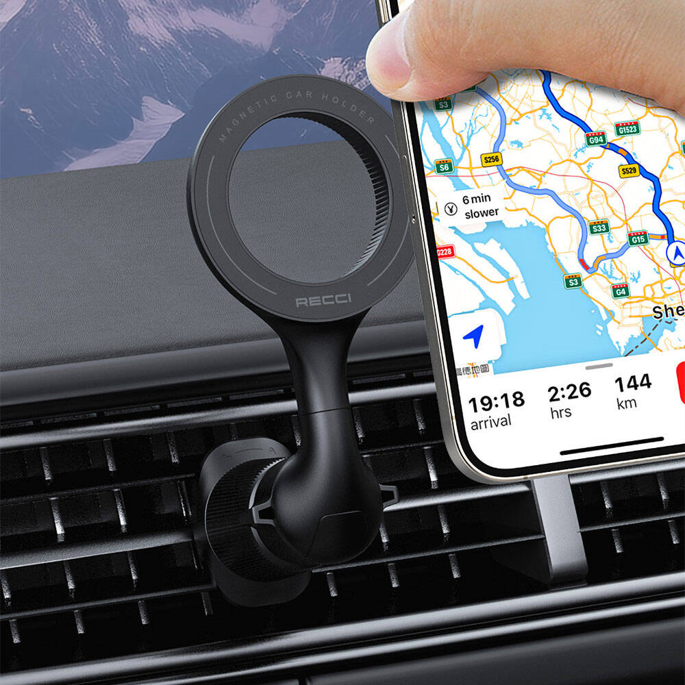 Recci RHO-C42 M-safe Magnetik 360° Dönebilen Havalandırma Tasarım Araç Telefon Tutucu