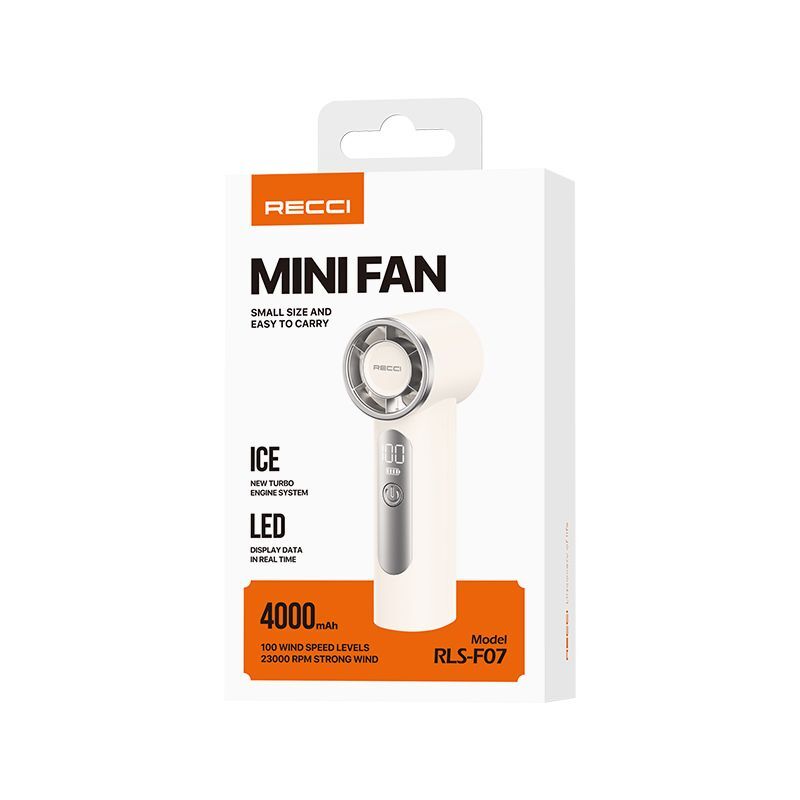 Recci RLS-F07 Dijital LED Göstergeli 6 Kademeli Mini Soğutucu El Fanı