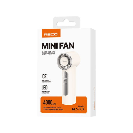 Recci RLS-F07 Dijital LED Göstergeli 6 Kademeli Mini Soğutucu El Fanı