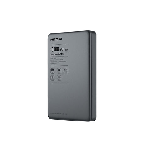 Recci RP35 PD 20W Led Göstergeli Hızlı Şarj Özellikli Wireless Powerbank 15W 10000mAh