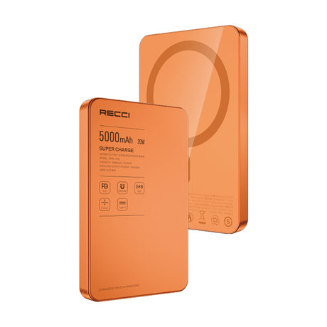 Recci RPB-W35 Ultra İnce PD 20W Hızlı Şarj Özellikli Wireless Powerbank 15W 5000mAh