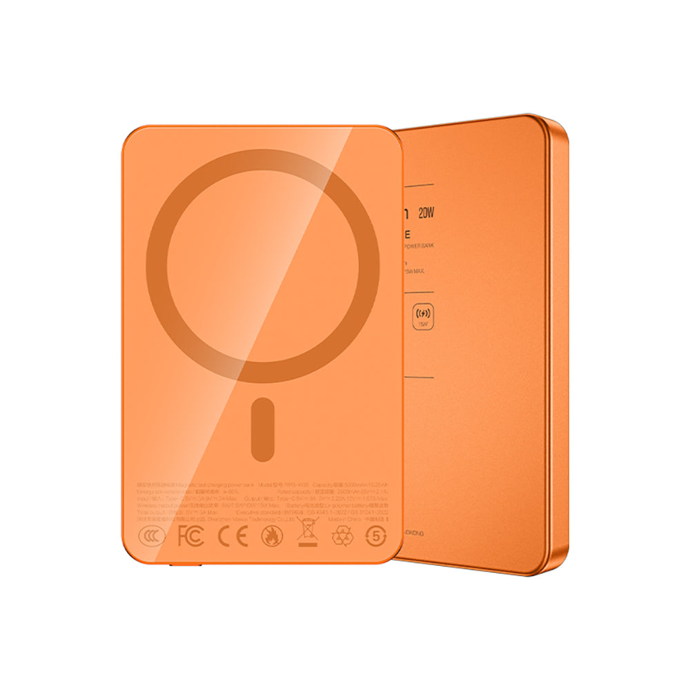 Recci RPB-W35 Ultra İnce PD 20W Hızlı Şarj Özellikli Wireless Powerbank 15W 5000mAh