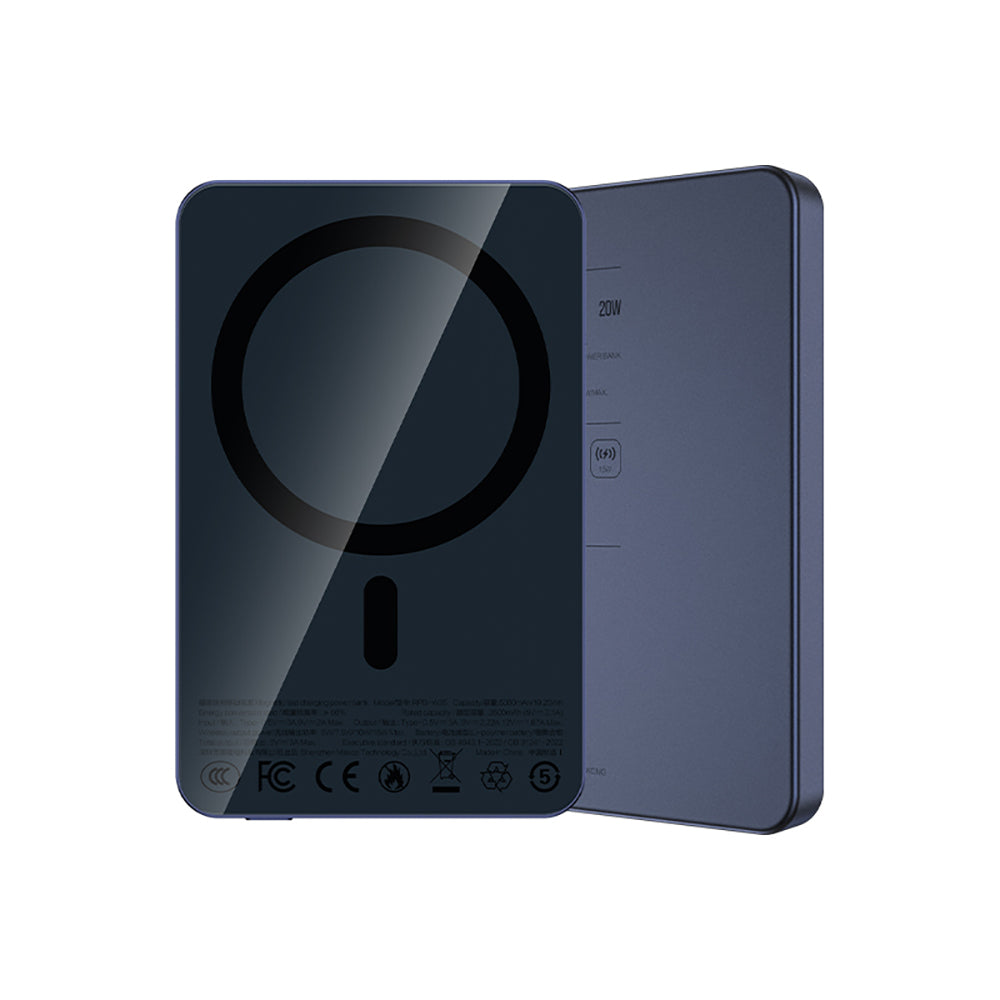 Recci RPB-W35 Ultra İnce PD 20W Hızlı Şarj Özellikli Wireless Powerbank 15W 5000mAh