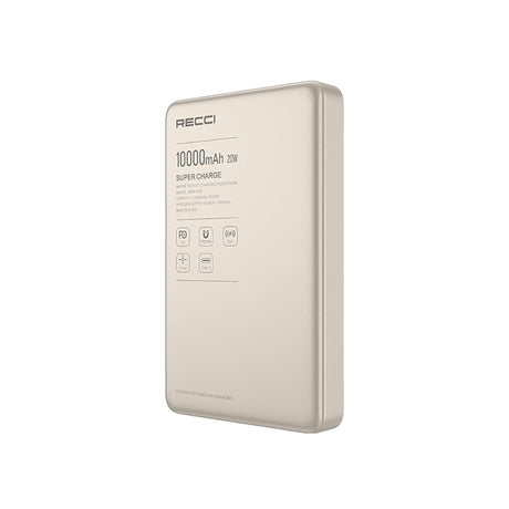Recci RPB-W36 Ultra İnce PD 20W Hızlı Şarj Özellikli Wireless Powerbank 15W 10000mAh