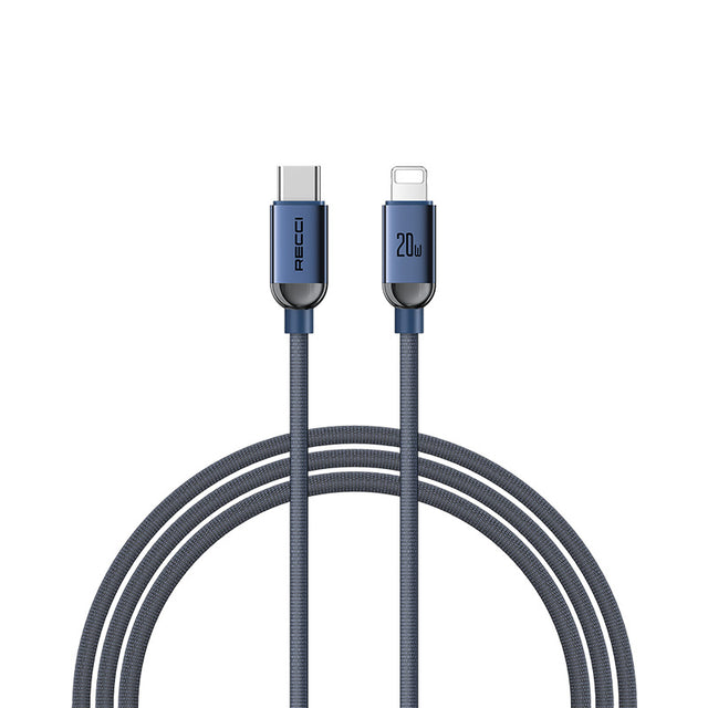 Recci RS09CL PD Crystal Serisi 30W Hızlı Şarj Özellikli Type-C To Lightning PD Kablo 1.2M
