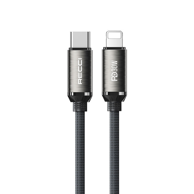 Recci RS35CL Type-C to Lightning PD 30W Örgü Tasarımlı Hızlı Şarj Özellikli Data ve Şarj Kablosu 1M