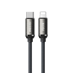 Recci RS35CL Type-C to Lightning PD 30W Örgü Tasarımlı Hızlı Şarj Özellikli Data ve Şarj Kablosu 1M