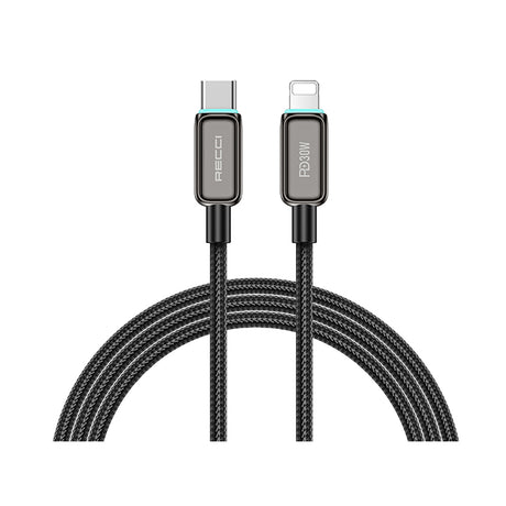 Recci RS42CL Lamp Display Serisi Type-C to Lightning PD 30W Hızlı Şarj Özellikli Data ve Şarj Kablosu 1.5M