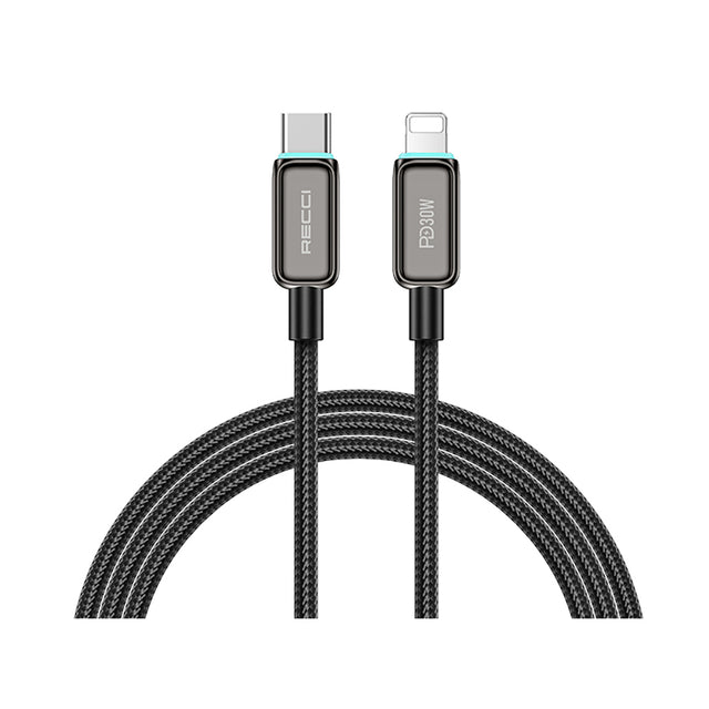 Recci RS42CL Lamp Display Serisi Type-C to Lightning PD 30W Hızlı Şarj Özellikli Data ve Şarj Kablosu 1.5M