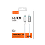 Recci RS42CL Lamp Display Serisi Type-C to Lightning PD 30W Hızlı Şarj Özellikli Data ve Şarj Kablosu 1.5M
