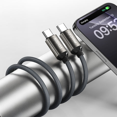Recci RS45CC Type-C to Type-C PD 100W Örgü Tasarımlı Hızlı Şarj Özellikli Data ve Şarj Kablosu 1M