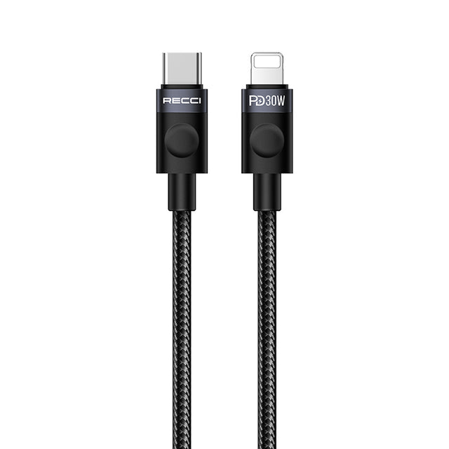 Recci RS50CL Type-C to Lightning PD Örgü Tasarımlı Hızlı Şarj Özellikli Data ve Şarj Kablosu 30W 1M