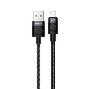Recci RS50L USB-A to Lightning Örgü Tasarımlı Hızlı Şarj Özellikli Data ve Şarj Kablosu 1M