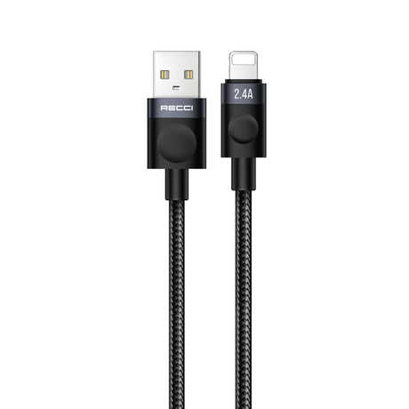 Recci RS50L USB-A to Lightning Örgü Tasarımlı Hızlı Şarj Özellikli Data ve Şarj Kablosu 1M