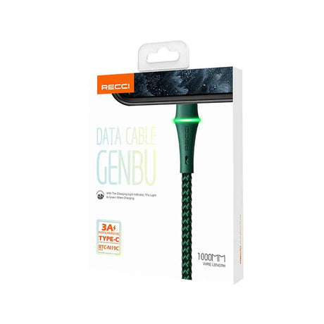 Recci RTC-N19C Genbu Serisi USB-A to Type-C 3A Hızlı Şarj Özellikli Şarj ve Data Kablosu 1M