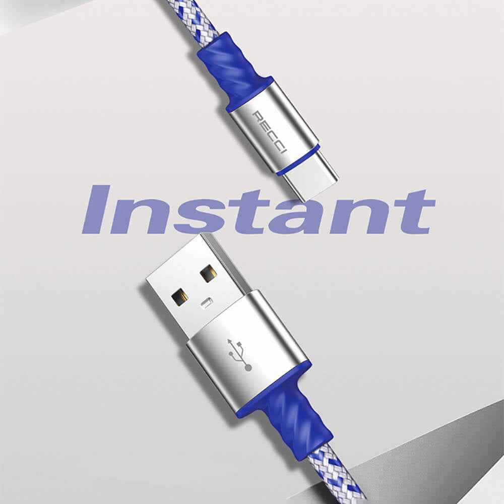 Recci RTC-N32C Instant Serisi USB-A to Type-C 3A Hızlı Şarj Özellikli Şarj ve Data Kablosu 1M