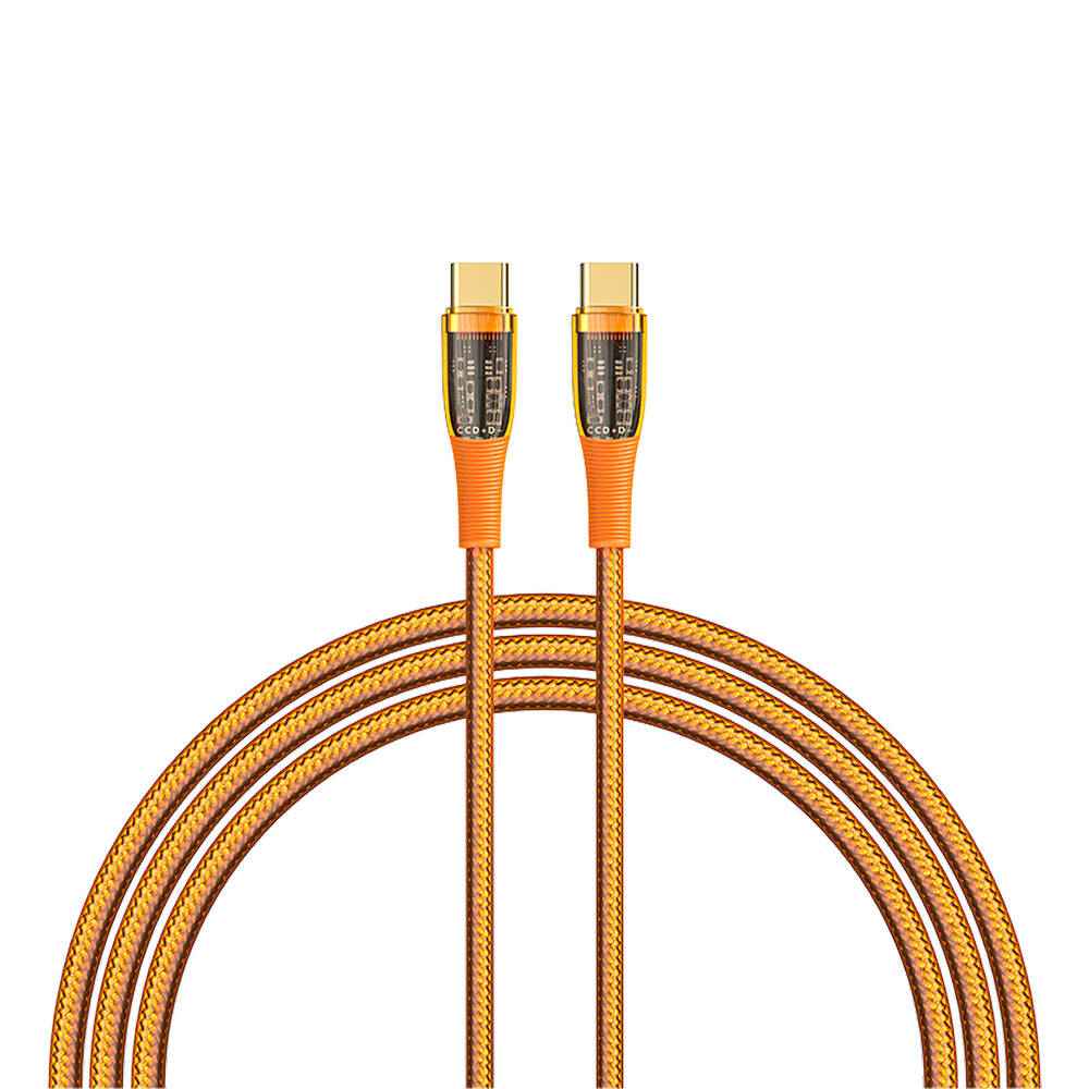 Recci RTC-P19CC Amber Serisi Type-C to Type-C PD 100W Şeffaf Tasarım Şarj ve Data Kablosu 1.5M