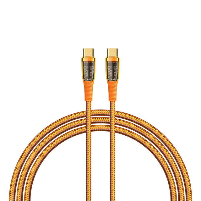 Recci RTC-P19CC Amber Serisi Type-C to Type-C PD 100W Şeffaf Tasarım Şarj ve Data Kablosu 1.5M