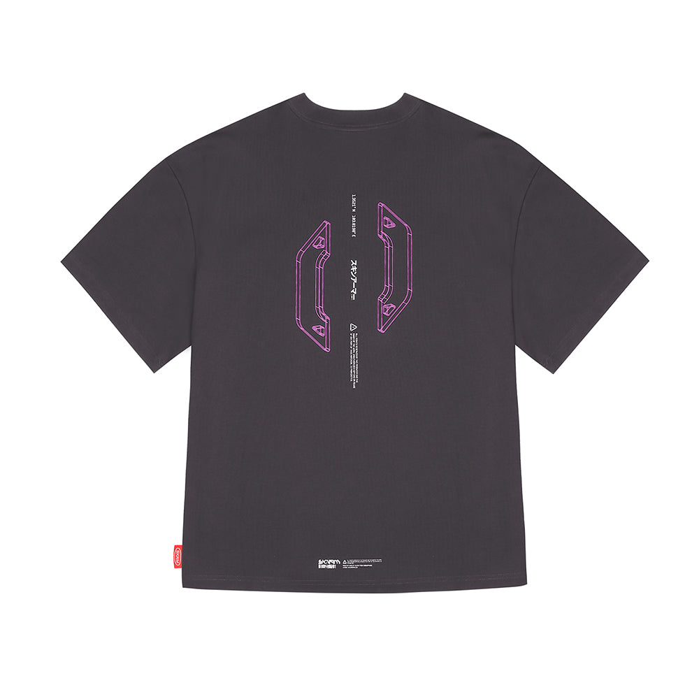 Skinarma Cypher Kısa Kollu Oversize Unisex Bisiklet Yaka Mor Tişört