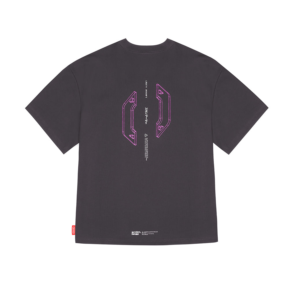 Skinarma Cypher Kısa Kollu Oversize Unisex Bisiklet Yaka Mor Tişört