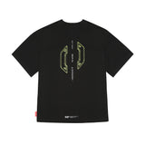 Skinarma Cypher Kısa Kollu Oversize Unisex Bisiklet Yaka Siyah Tişört
