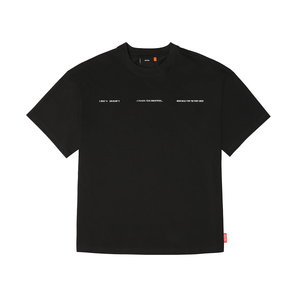 Skinarma Cypher Kısa Kollu Oversize Unisex Bisiklet Yaka Siyah Tişört
