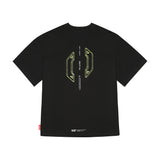 Skinarma Cypher Kısa Kollu Oversize Unisex Bisiklet Yaka Siyah Tişört