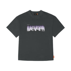 Skinarma Glitch Kısa Kollu Oversize Unisex Bisiklet Yaka Gri Tişört