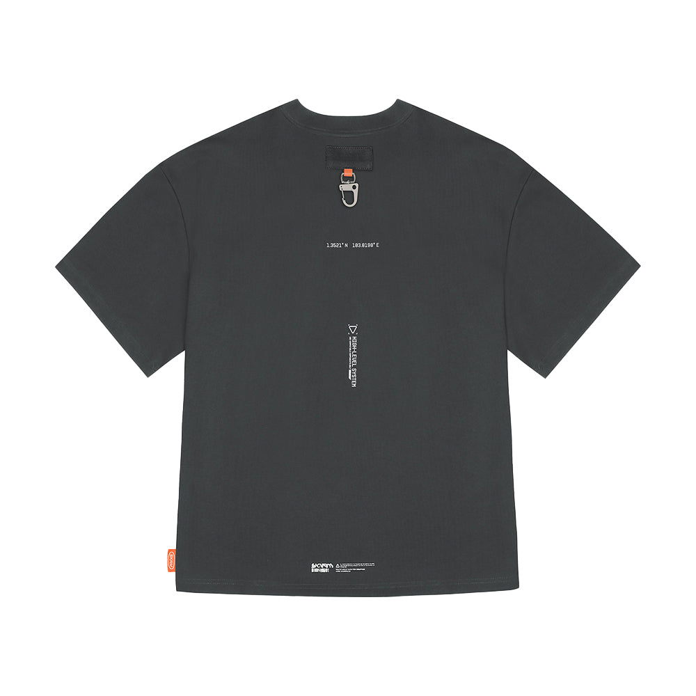 Skinarma Glitch Kısa Kollu Oversize Unisex Bisiklet Yaka Gri Tişört