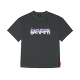 Skinarma Glitch Kısa Kollu Oversize Unisex Bisiklet Yaka Gri Tişört