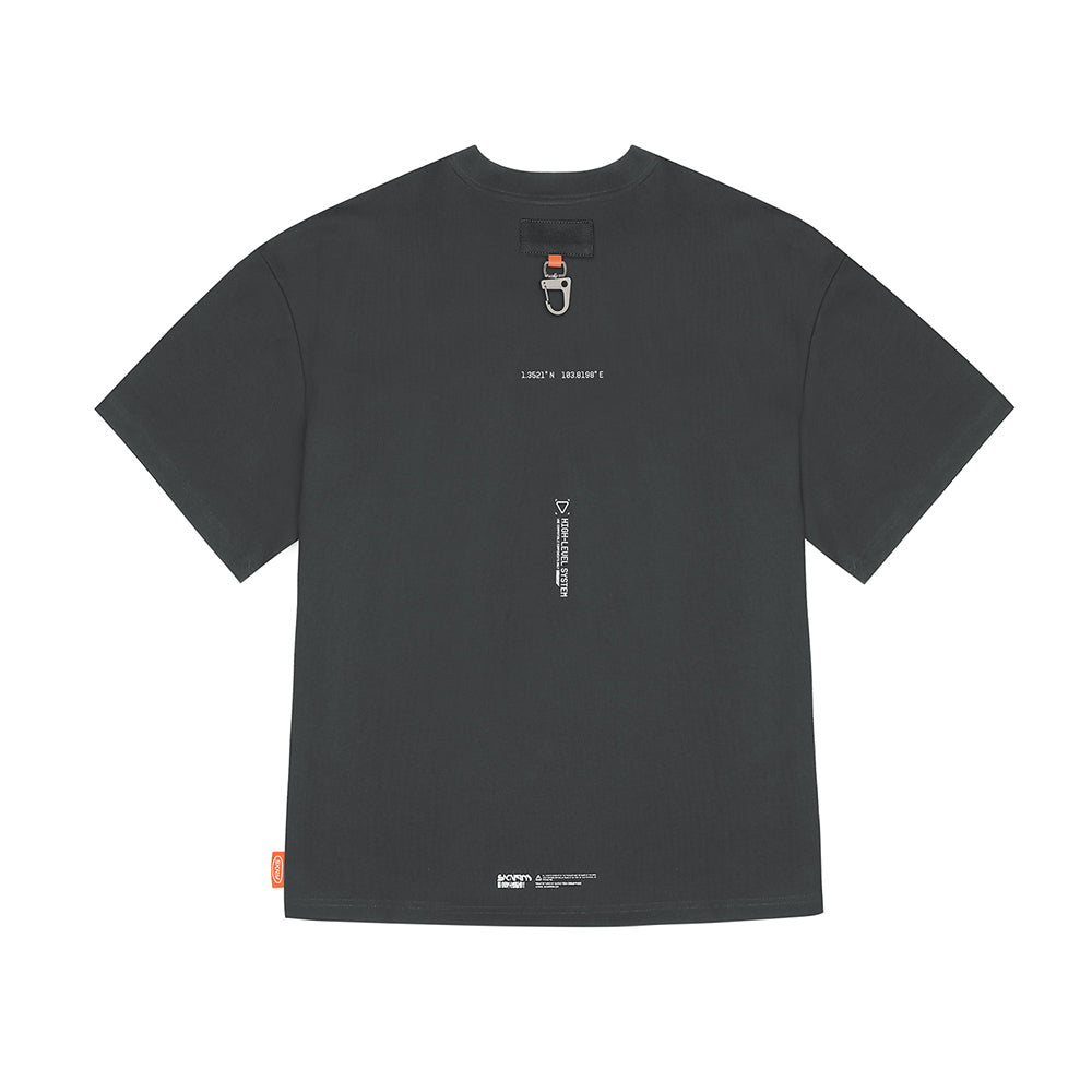 Skinarma Glitch Kısa Kollu Oversize Unisex Bisiklet Yaka Gri Tişört