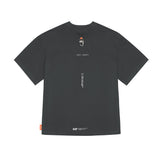 Skinarma Glitch Kısa Kollu Oversize Unisex Bisiklet Yaka Gri Tişört