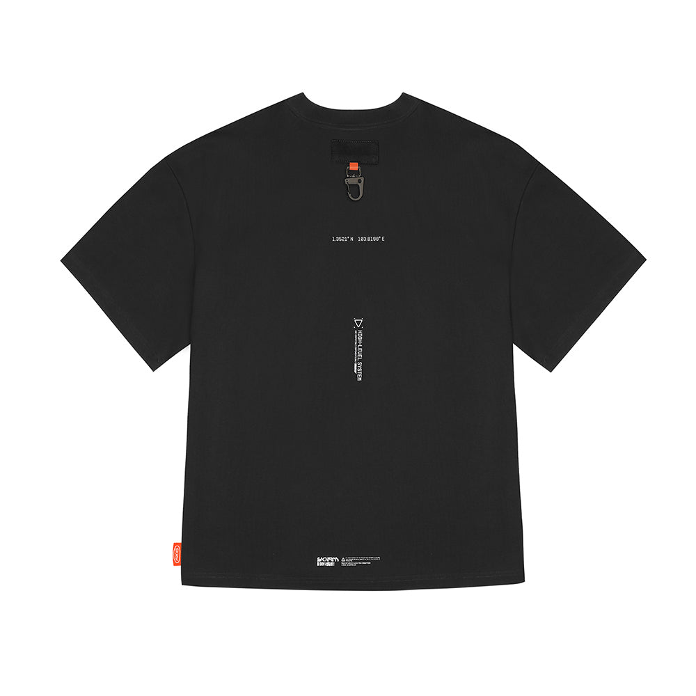 Skinarma Glitch Kısa Kollu Oversize Unisex Bisiklet Yaka Siyah Tişört