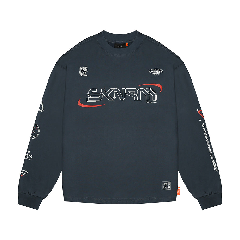 Skinarma Neptune Uzun Kollu Oversize Unisex Bisiklet Yaka Lacivert Sweatshirt