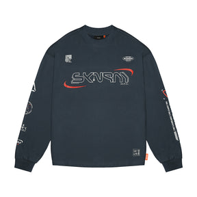 Skinarma Neptune Uzun Kollu Oversize Unisex Bisiklet Yaka Lacivert Sweatshirt