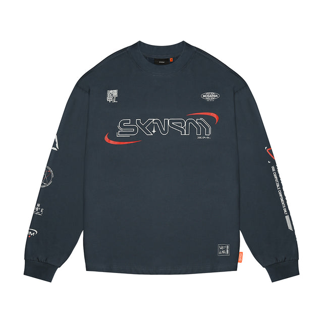 Skinarma Neptune Uzun Kollu Oversize Unisex Bisiklet Yaka Lacivert Sweatshirt