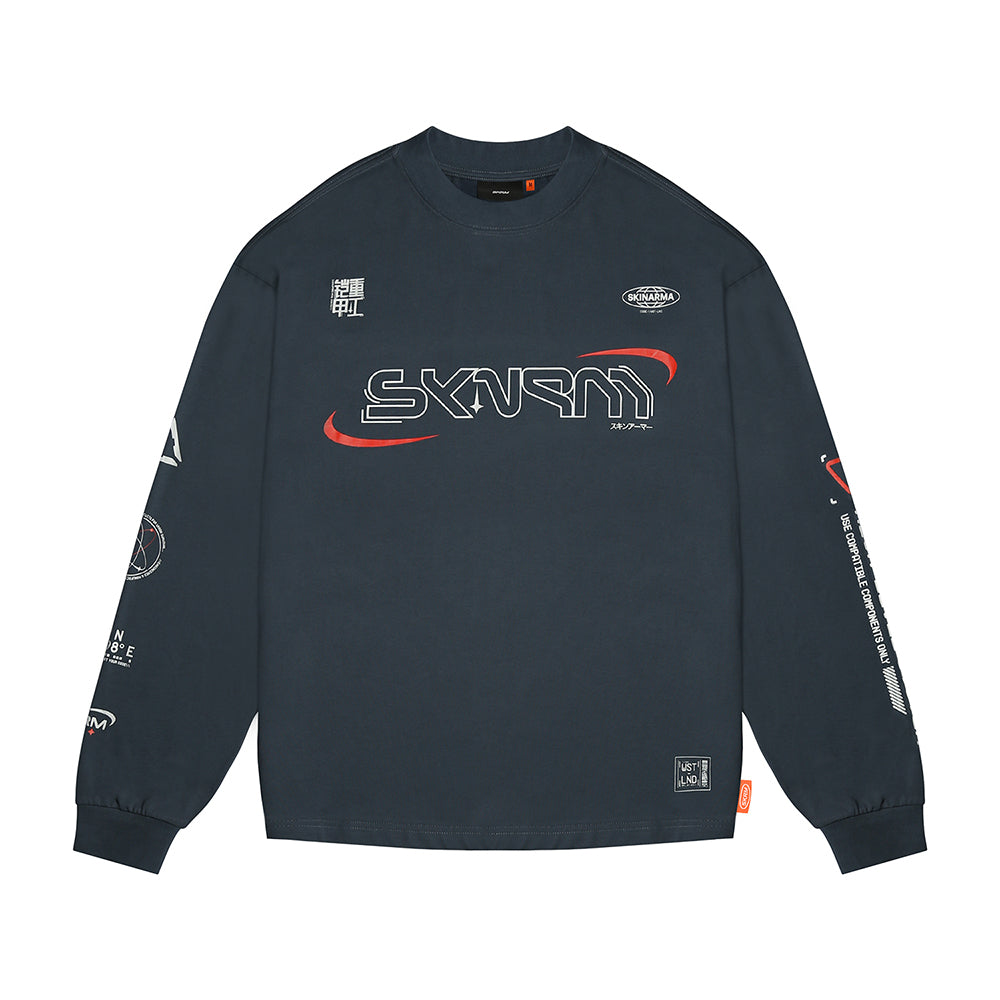 Skinarma Neptune Uzun Kollu Oversize Unisex Bisiklet Yaka Lacivert Sweatshirt