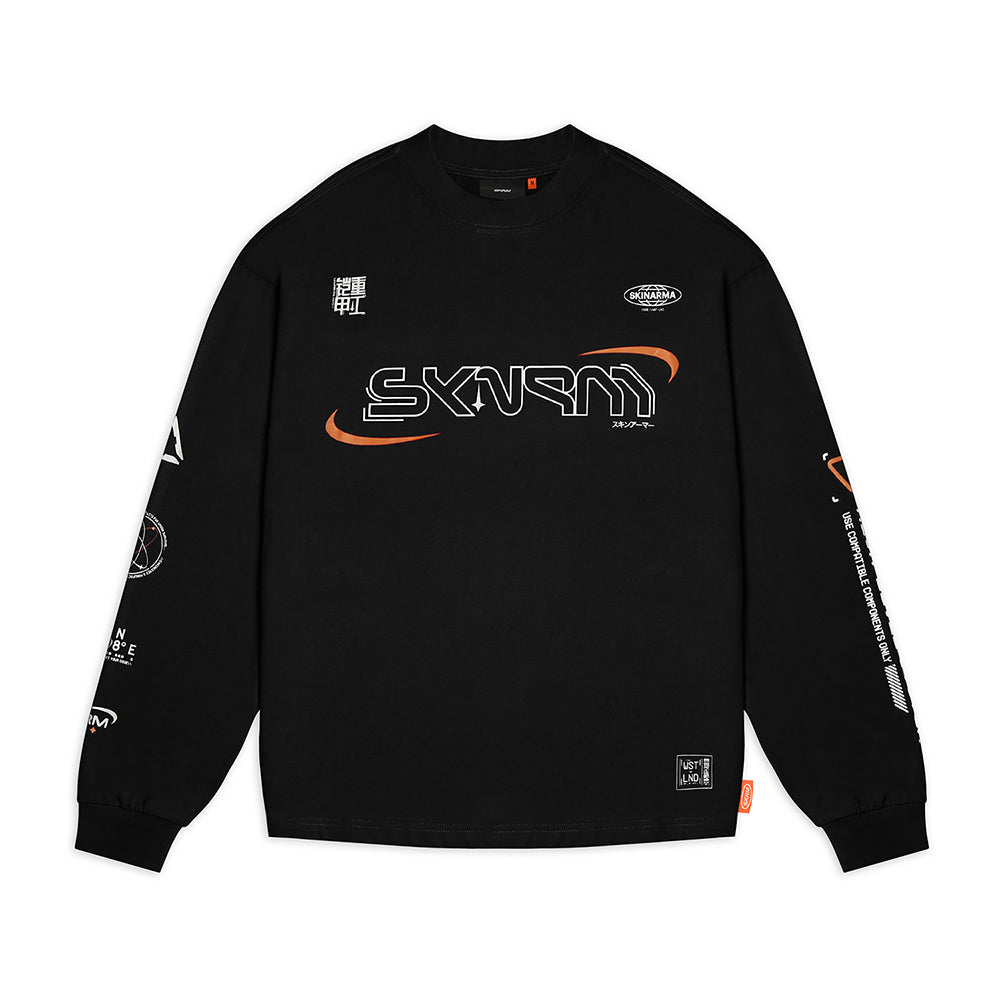 Skinarma Neptune Uzun Kollu Oversize Unisex Bisiklet Yaka Siyah Sweatshirt