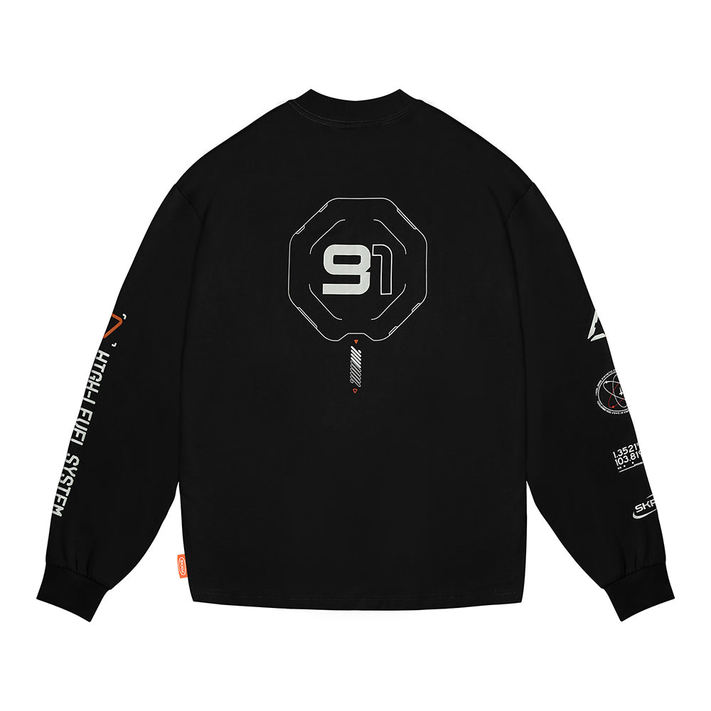 Skinarma Neptune Uzun Kollu Oversize Unisex Bisiklet Yaka Siyah Sweatshirt
