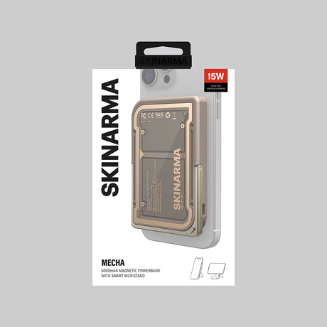Skinarma Nexus Mecha Kablosuz ve PD Hızlı Şarj Özellikli Metal Standlı Taşınabilir Powerbank 20W 5000mAh