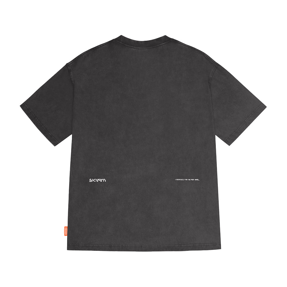 Skinarma Sonar Kısa Kollu Oversize Unisex Bisiklet Yaka Gri Tişört