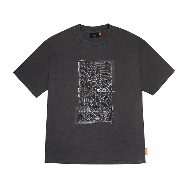 Skinarma Sonar Kısa Kollu Oversize Unisex Bisiklet Yaka Gri Tişört
