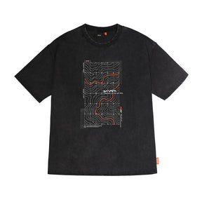 Skinarma Sonar Kısa Kollu Oversize Unisex Bisiklet Yaka Siyah Tişört