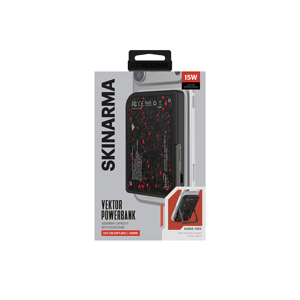 Skinarma Vektor Kablosuz ve PD Hızlı Şarj Özellikli Metal Standlı Taşınabilir Powerbank 15W 5000mAh