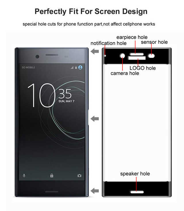 Sony Xperia XZ1 Zore Ekranı Tam Kaplayan Düz Cam Koruyucu