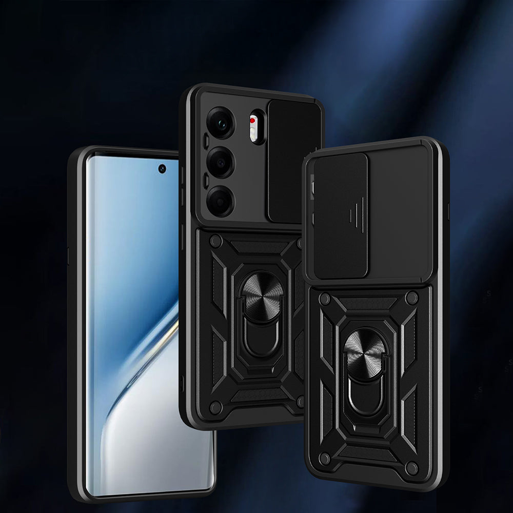 Tecno Camon 40 Pro 4G Kılıf Magnetik Standlı Kamera Korumalı Zore Sürgülü Vega Kapak