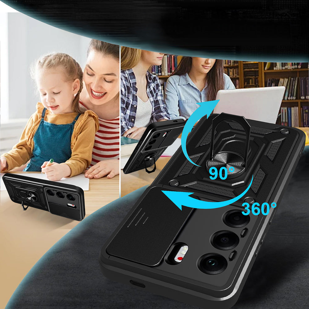 Tecno Camon 40 Pro 4G Kılıf Magnetik Standlı Kamera Korumalı Zore Sürgülü Vega Kapak
